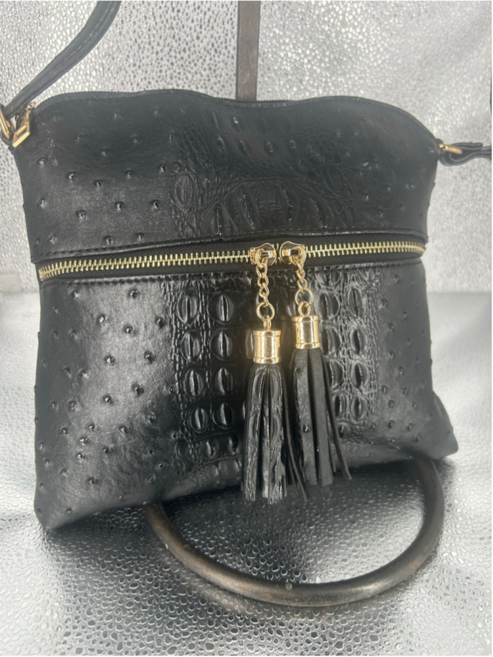 Women's Unbranded Black Crossbody Bag One Size with Gold Accents